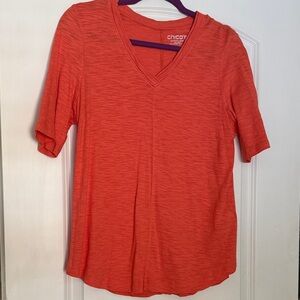 Chico's Vibrant Orange V-Neck Tee